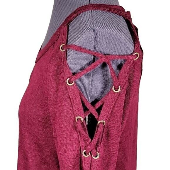 Maurices Burgundy Long Sleeve Top Sz S - Picture 4 of 7
